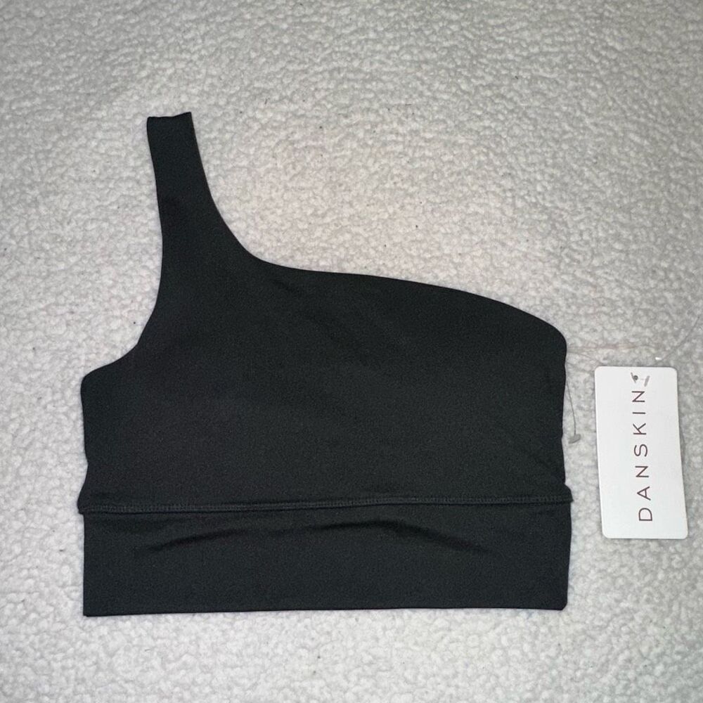 Danskin Women’s One Shoulder Bra Black Salt Color Size Small NWT